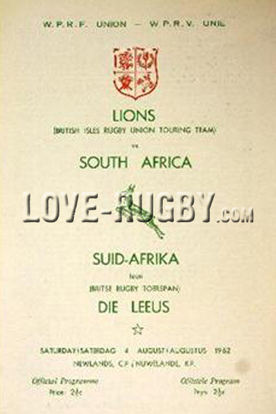 1962 South Africa v British Isles  Rugby Programme